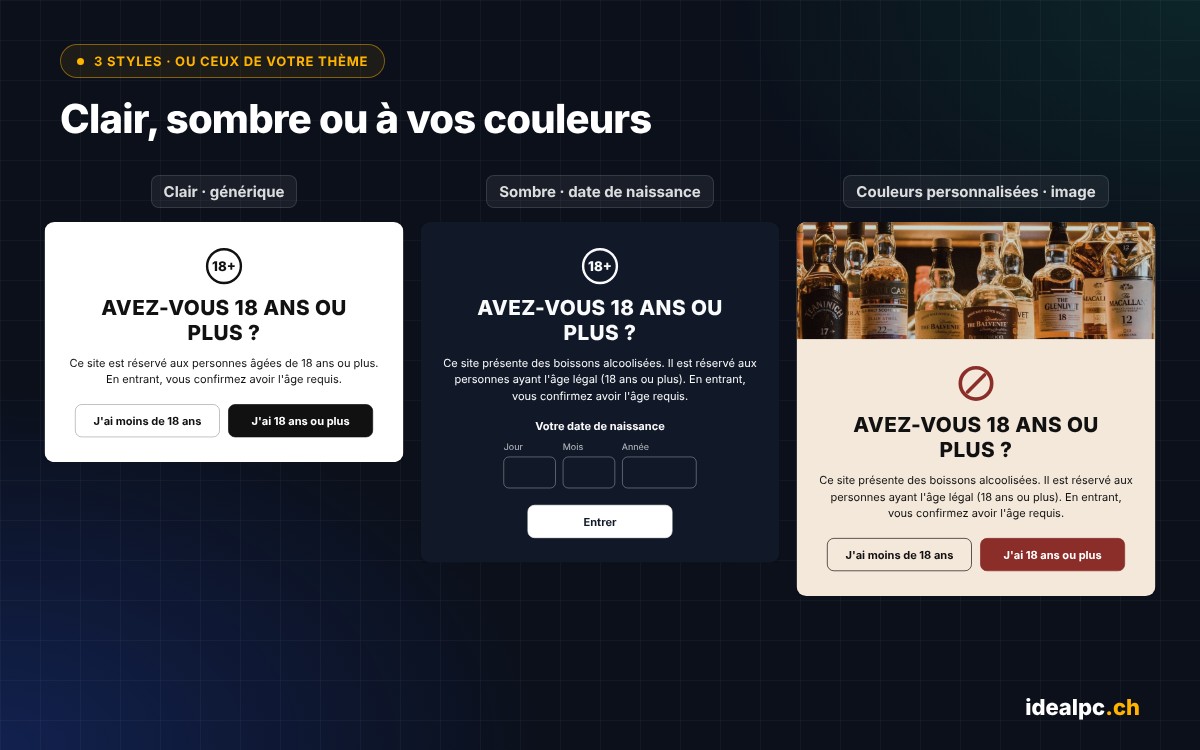 Les styles Clair, Sombre, YOOtheme Pro et la date de naissance